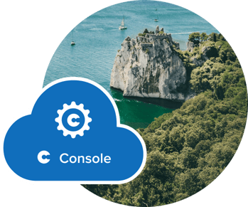 Console solution product icon with shoreline image